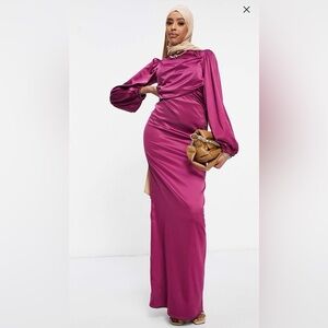 ASOS Magenta Long Sleeve Dress